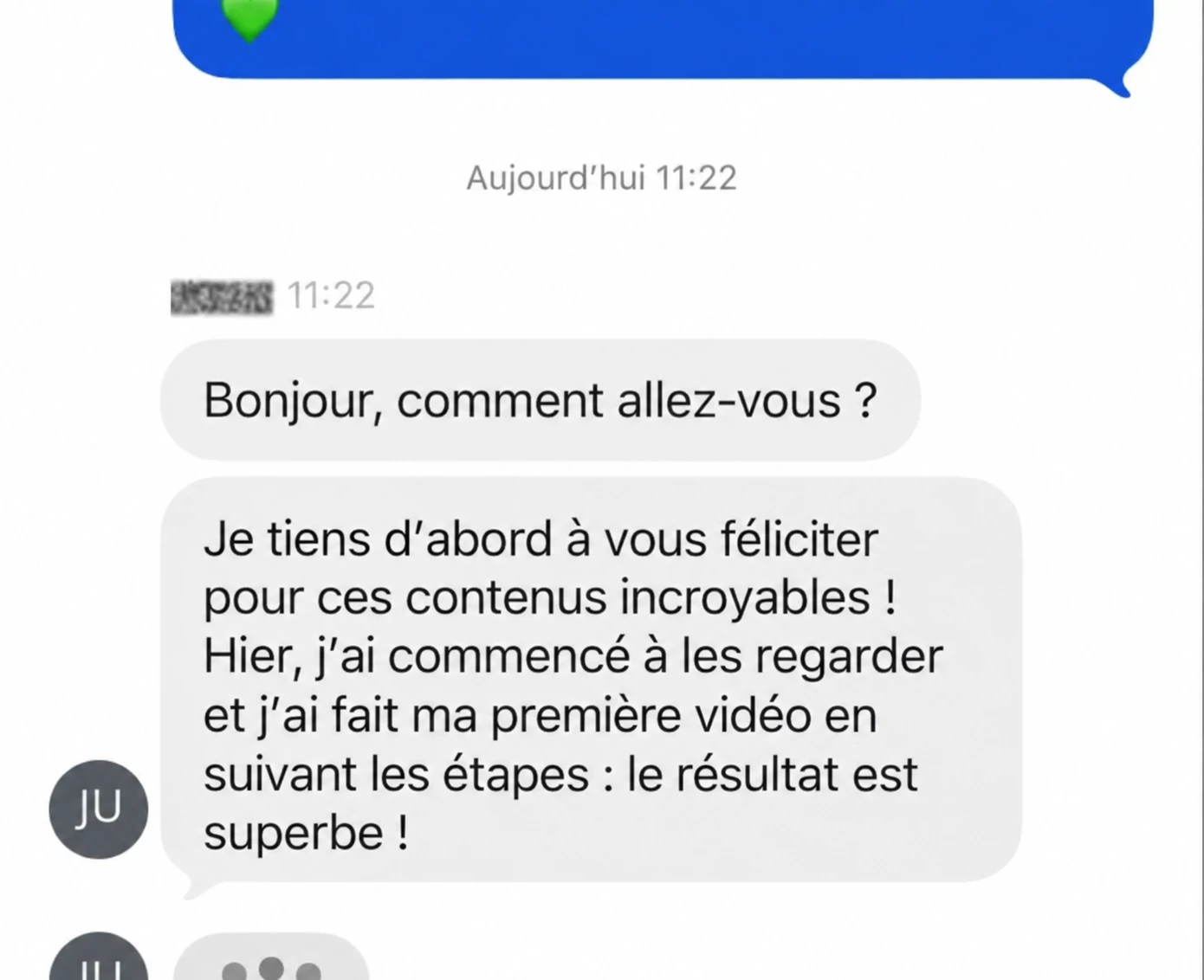 Message privé : un élève a réalisé sa première vidéo en suivant les étapes et le résultat était super