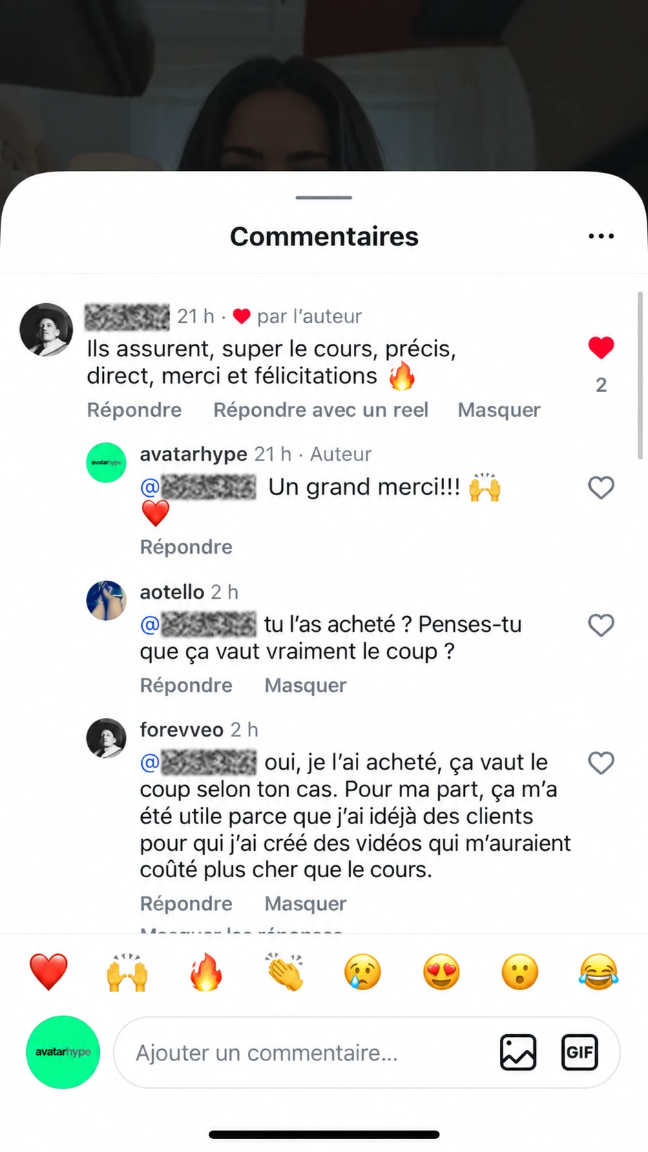 Commentaire Instagram : un élève explique avoir rentabilisé le cours avec ses propres clients