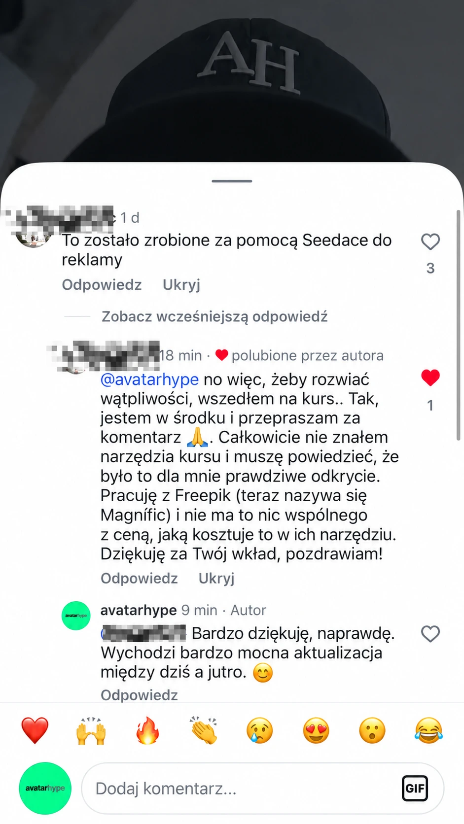 Komentarz na Instagramie: sceptyk dołącza do kursu, publicznie przeprasza i potwierdza, że warto