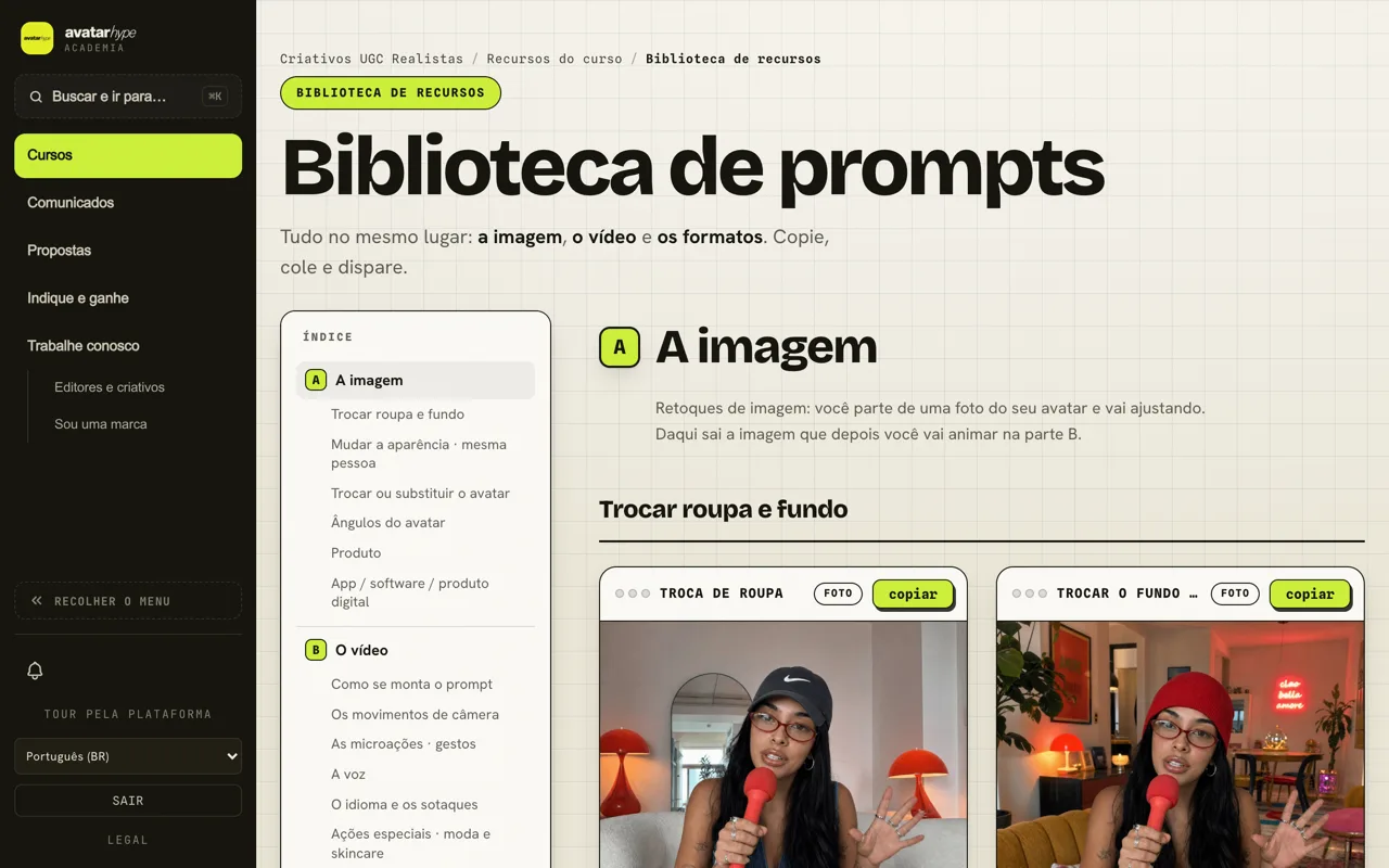 Captura real da academia da AvatarHype